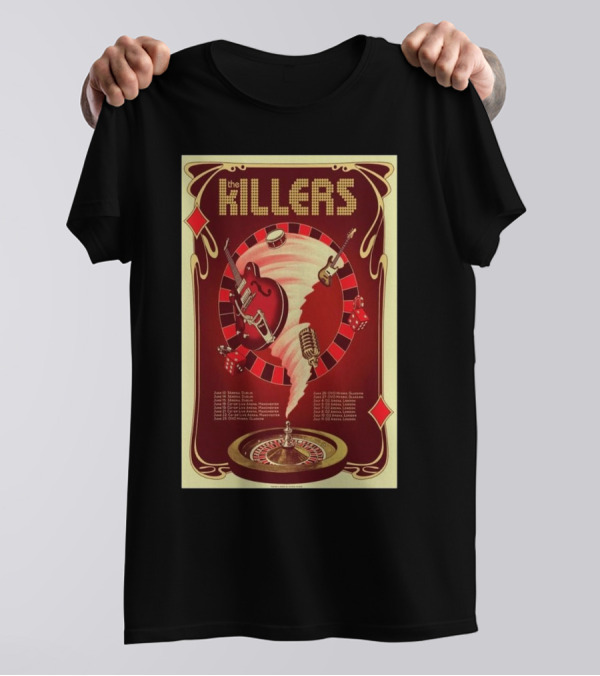 The Killers 2024 Rebel Diamonds Europe Tour Casino Roulette T-Shirt