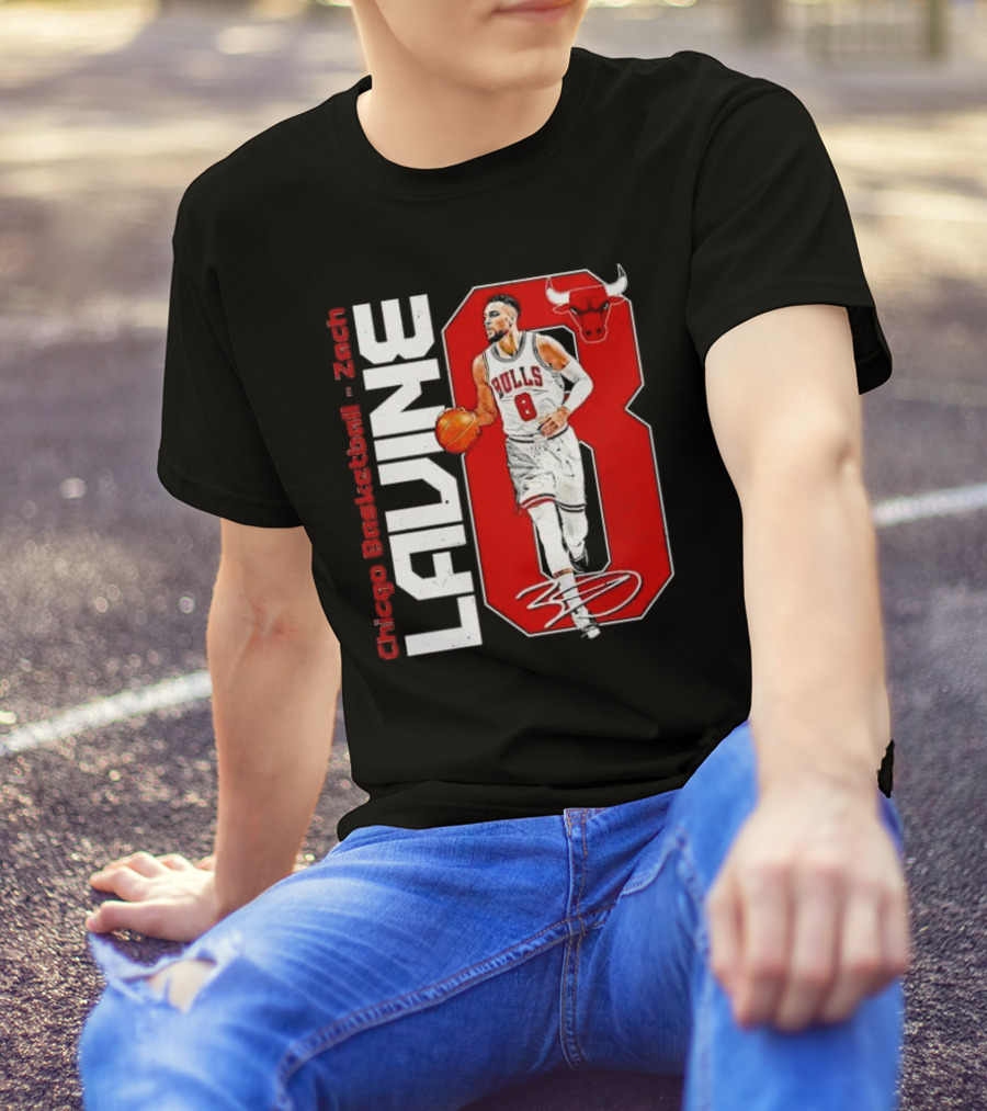 Zach Lavine Chicago Basketball Bulls Number 8 Signature T-Shirt