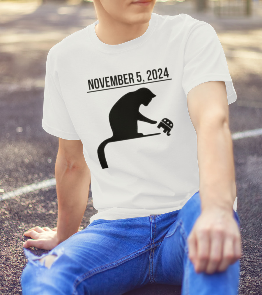 Cat Lady Knocking Republican Elephant November 5 T-Shirt
