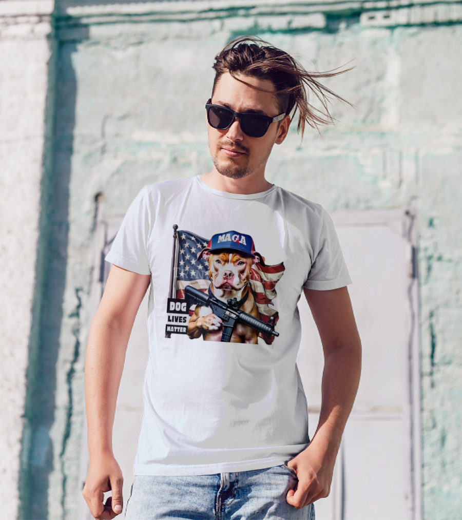 MAGA Dogs 2024 American Flag Dog Lives Matter T-Shirt