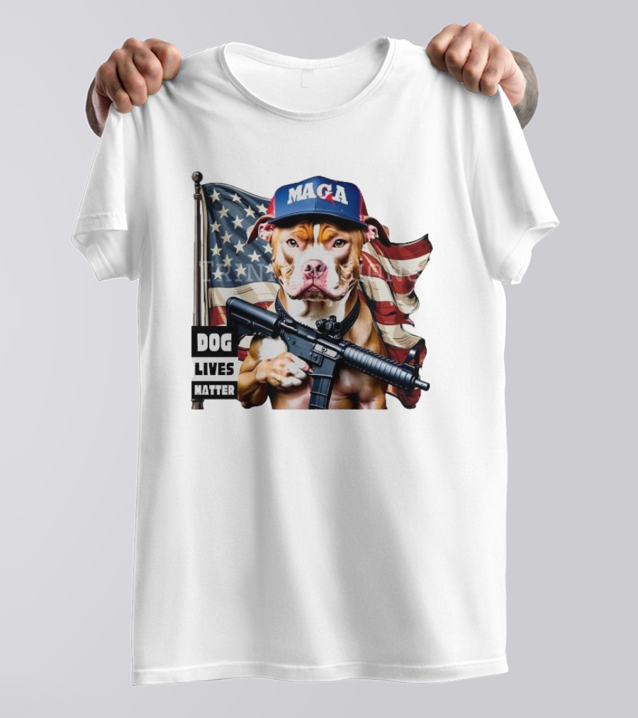 MAGA Dogs 2024 American Flag Dog Lives Matter T-Shirt