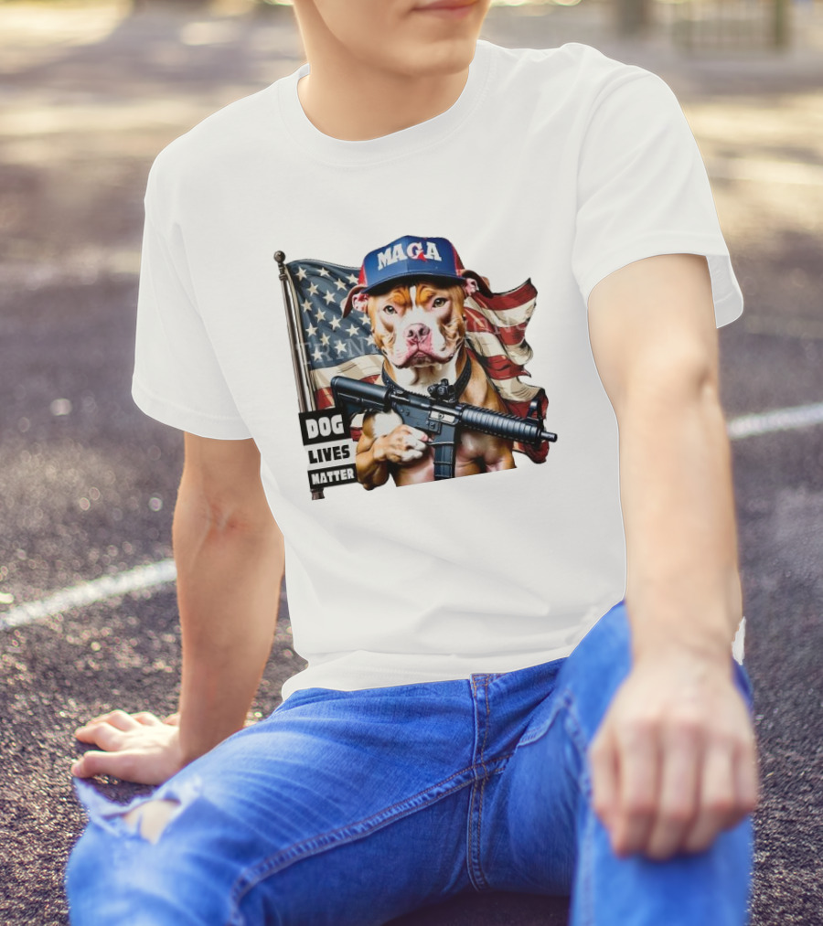 MAGA Dogs 2024 American Flag Dog Lives Matter T-Shirt