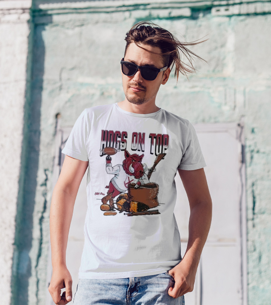 Hogs On Top Old Time Football T-Shirt