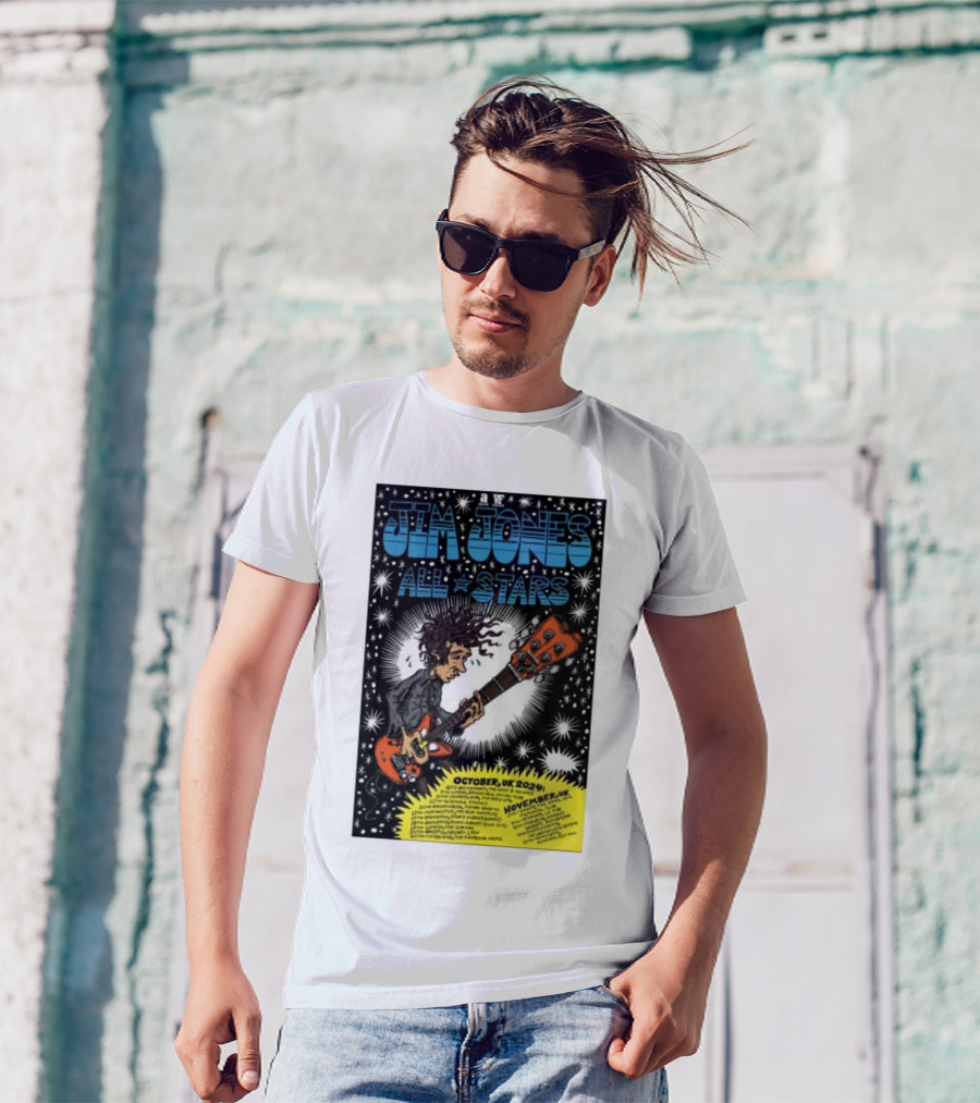 Jim Jones All Stars October November UK 2024 Tour Psychedelic Guitarist Starburst T-Shirt