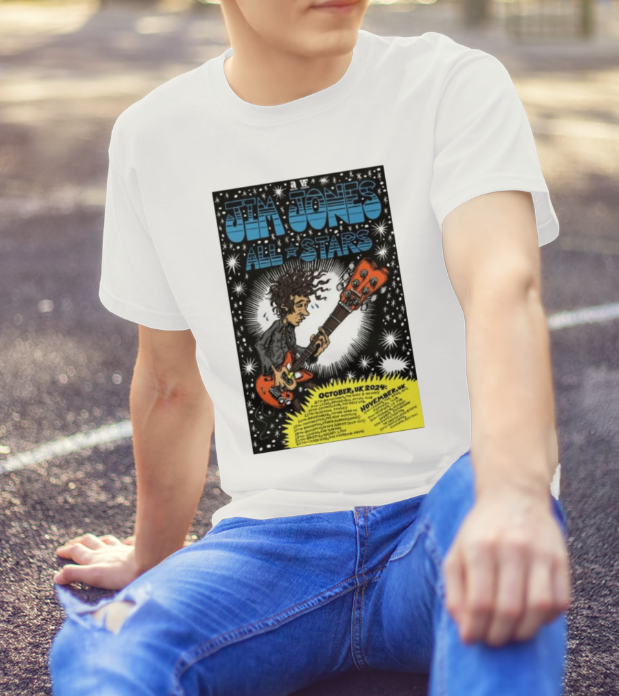 Jim Jones All Stars October November UK 2024 Tour Psychedelic Guitarist Starburst T-Shirt