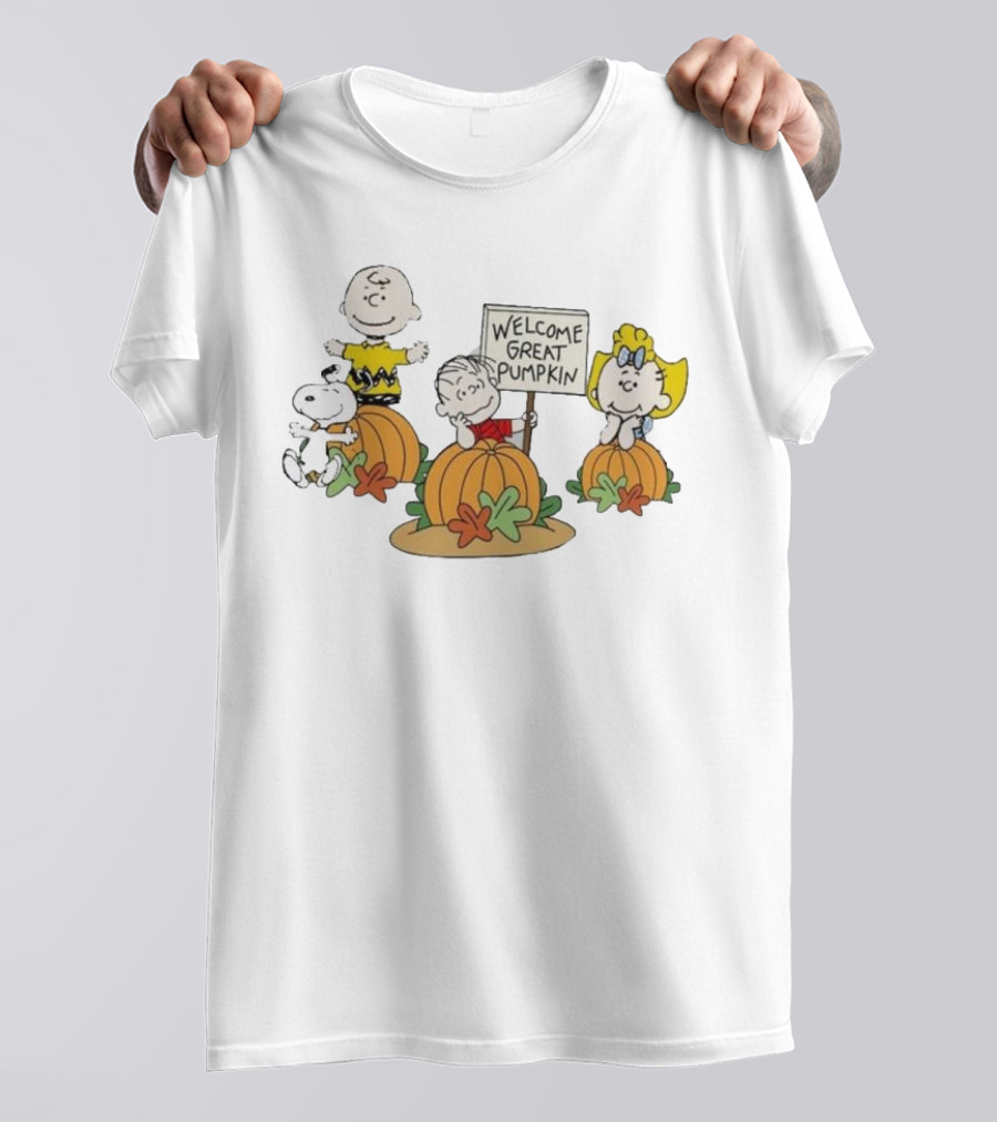 Peanuts Welcome Great Pumpkin Fall Season Charlie Brown Snoopy Linus Lucy T-Shirt