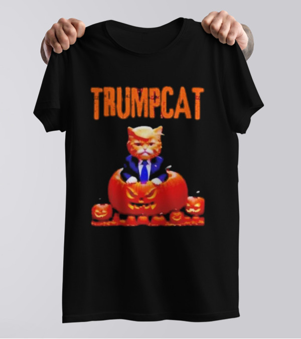 Trump Cat Pumpkin Halloween T-Shirt