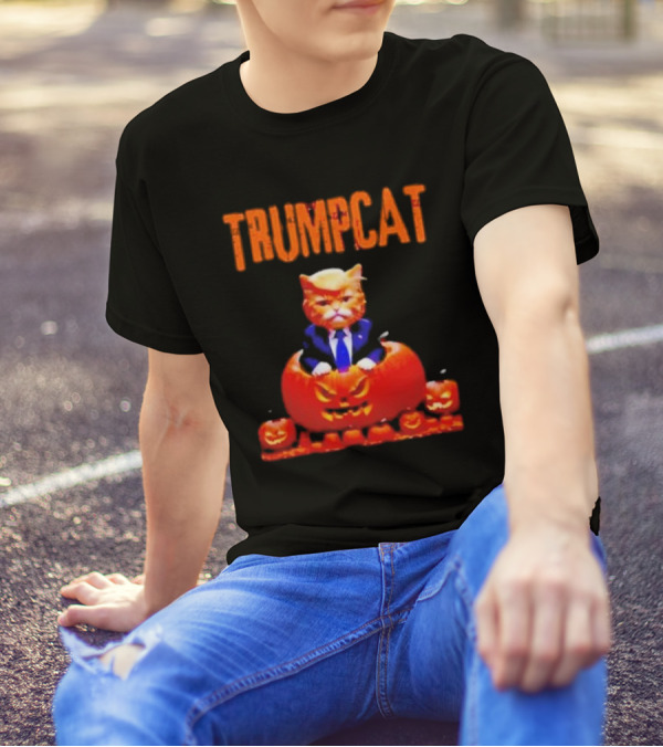Trump Cat Pumpkin Halloween T-Shirt