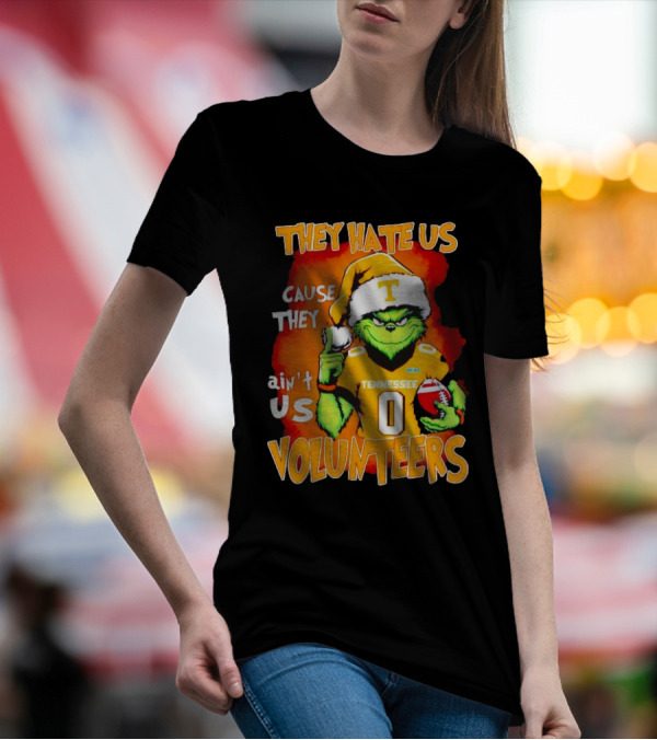 They Hate Us Cause They Ain't Us Grinch Tennessee Volunteers Christmas Football T-Shirt