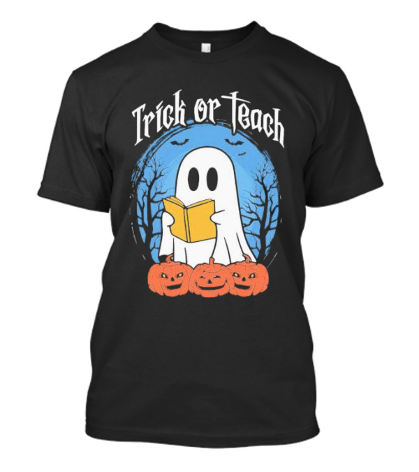Trick Or Teach Boo Reading Halloween Ghost Jack-O'-Lanterns T-Shirt