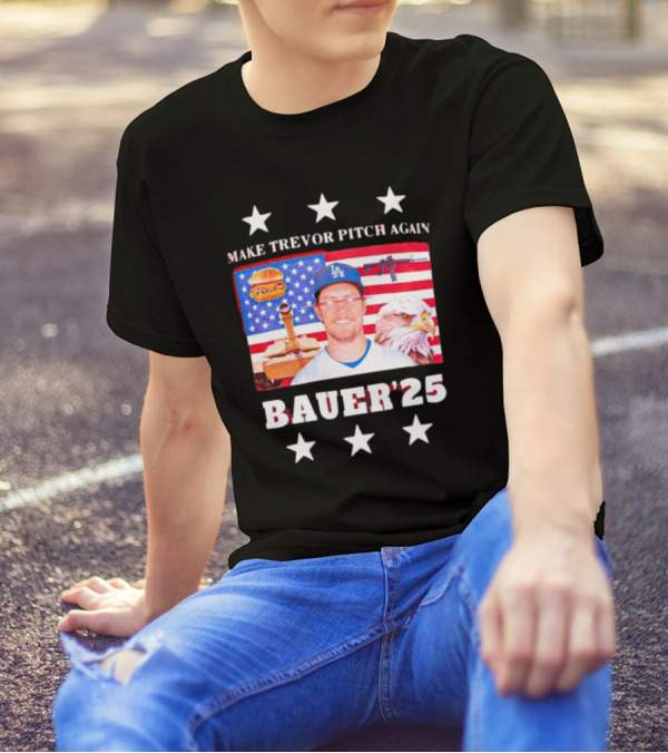 Make Trevor Pitch Again Bauer '25 American Patriot Iconography T-Shirt