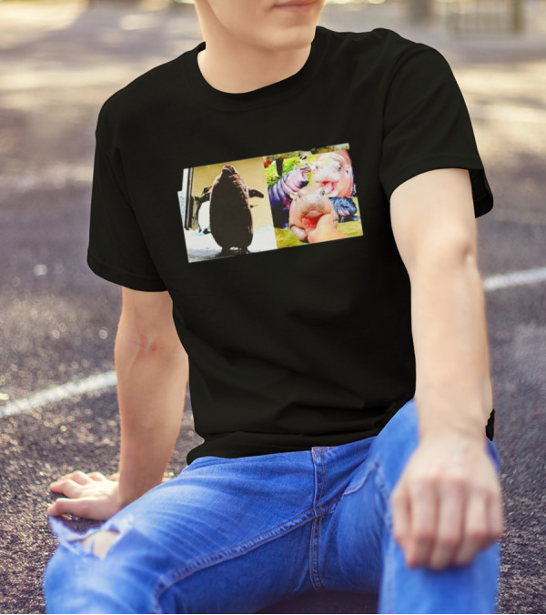 Moo Deng Hippo And Baby Penguin Pesto Family Moments T-Shirt