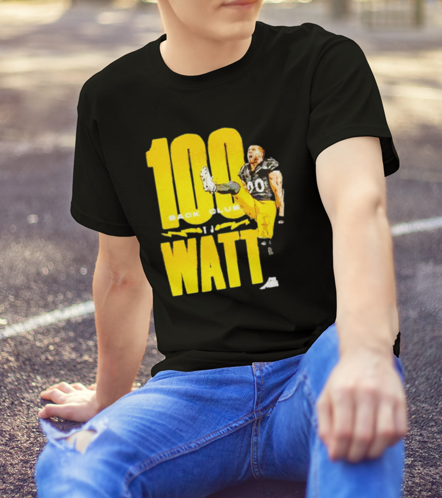 100 Sack Club Pittsburgh Steelers TJ Watt T-Shirt