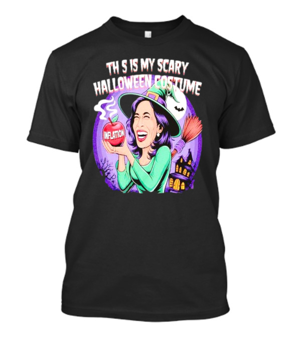 Witch Kamala This Is My Scary Halloween Costume Inflation Apple Broomstick Haunted House Moon T-Shirt