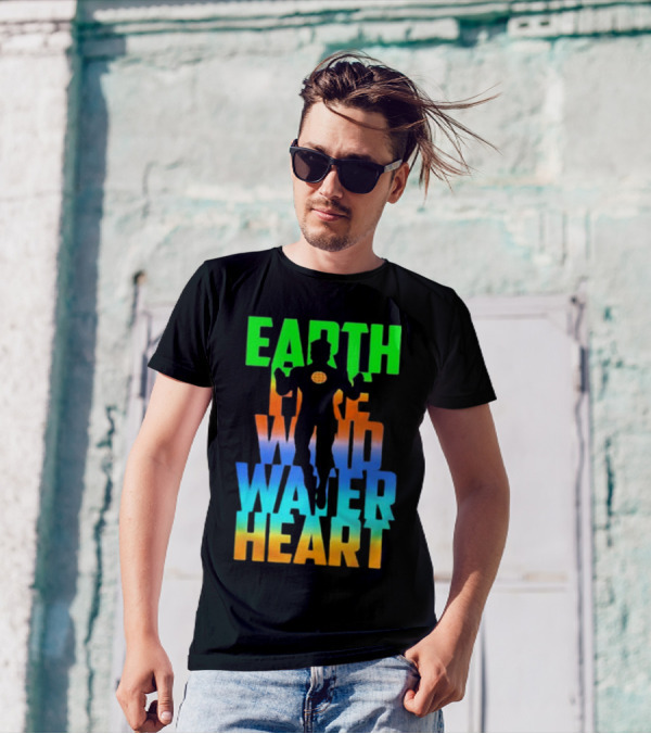 Earth Fire Wind Water Heart Captain Planet T-Shirt