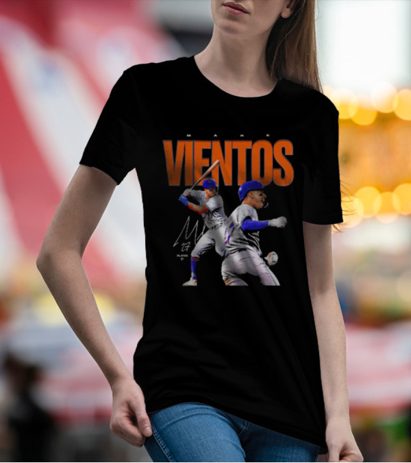 Mark Vientos New York Mets MLB 27 Signature Baseball Action T-Shirt