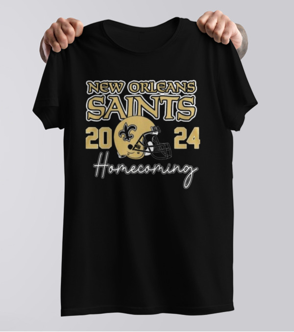 New Orleans Saints 2024 Homecoming Football Fleur-de-Lis Helmet T-Shirt