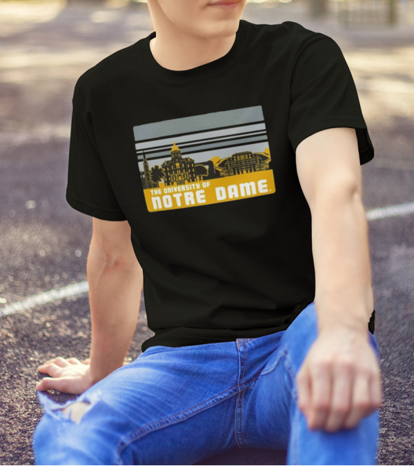 The University Of Notre Dame Fighting Irish Striped Campus Skyline T-Shirt
