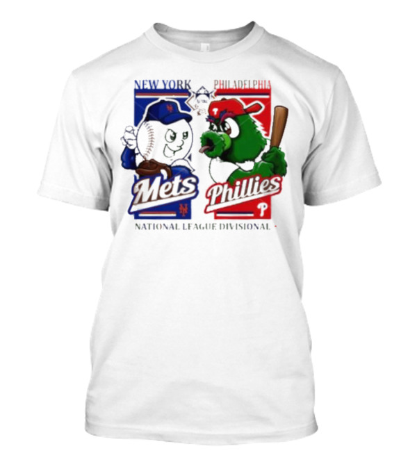 New York Mets Vs Philadelphia Phillies National League Divisional Mascots T-Shirt