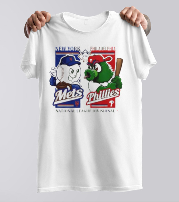 New York Mets Vs Philadelphia Phillies National League Divisional Mascots T-Shirt