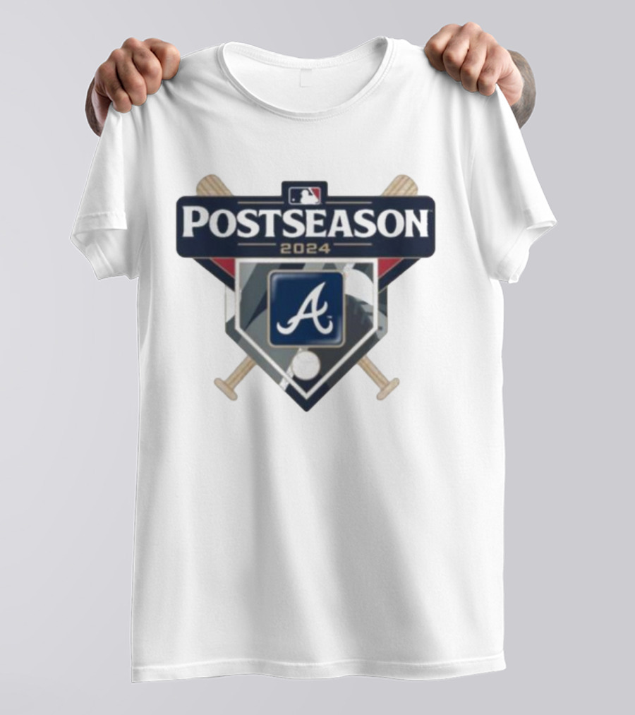 Atlanta Braves 2024 MLB Postseason Logo Emblem With Baseball Bats And Home Plate T-Shirt