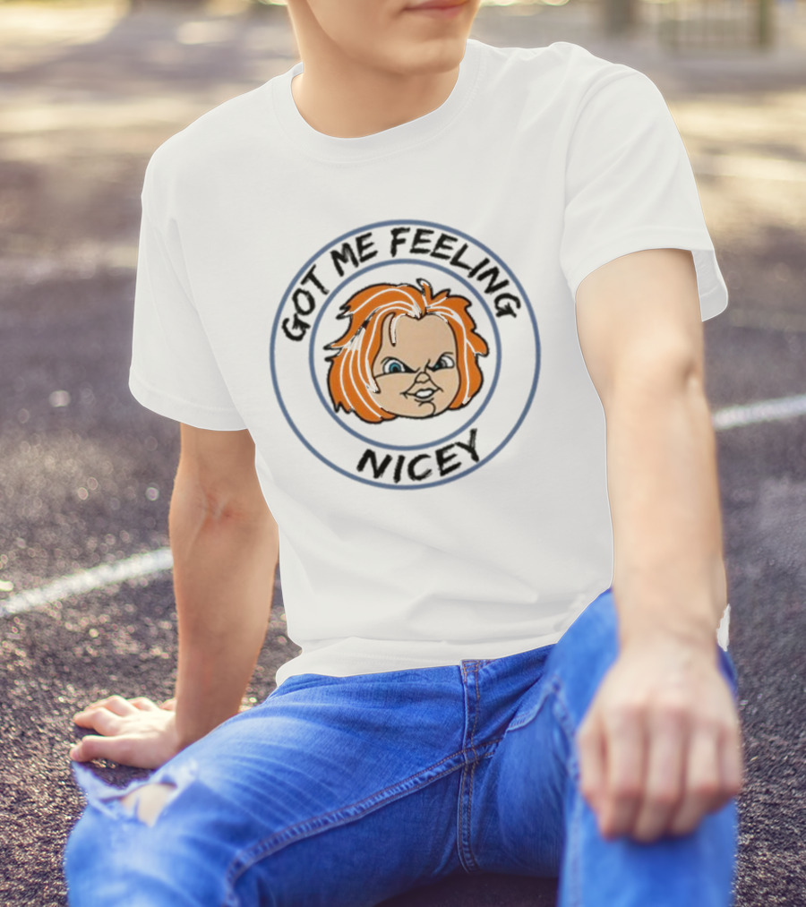 Gruden Loves Football Got Me Feeling Nicey Chucky Doll Motif T-Shirt