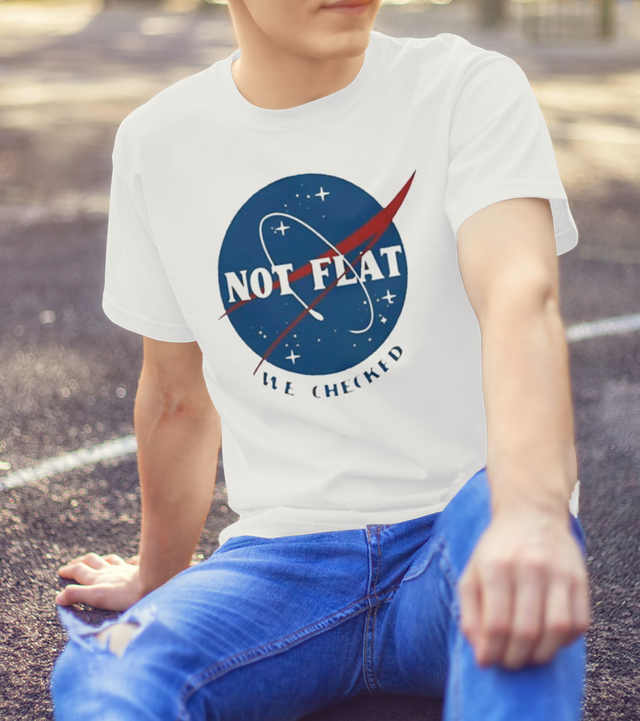 Not Flat We Checked Space Exploration Emblem T-Shirt