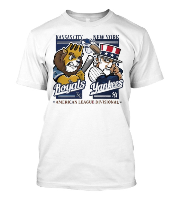 Kansas City Royals New York Yankees American League Divisional 2024 Mascots Showdown T-Shirt