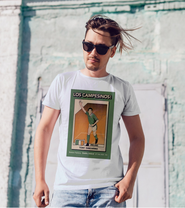 Los Campesinos Dublin Show Featuring Ireland Tony Cascarino Card At Button Factory February 8 2025 T-Shirt