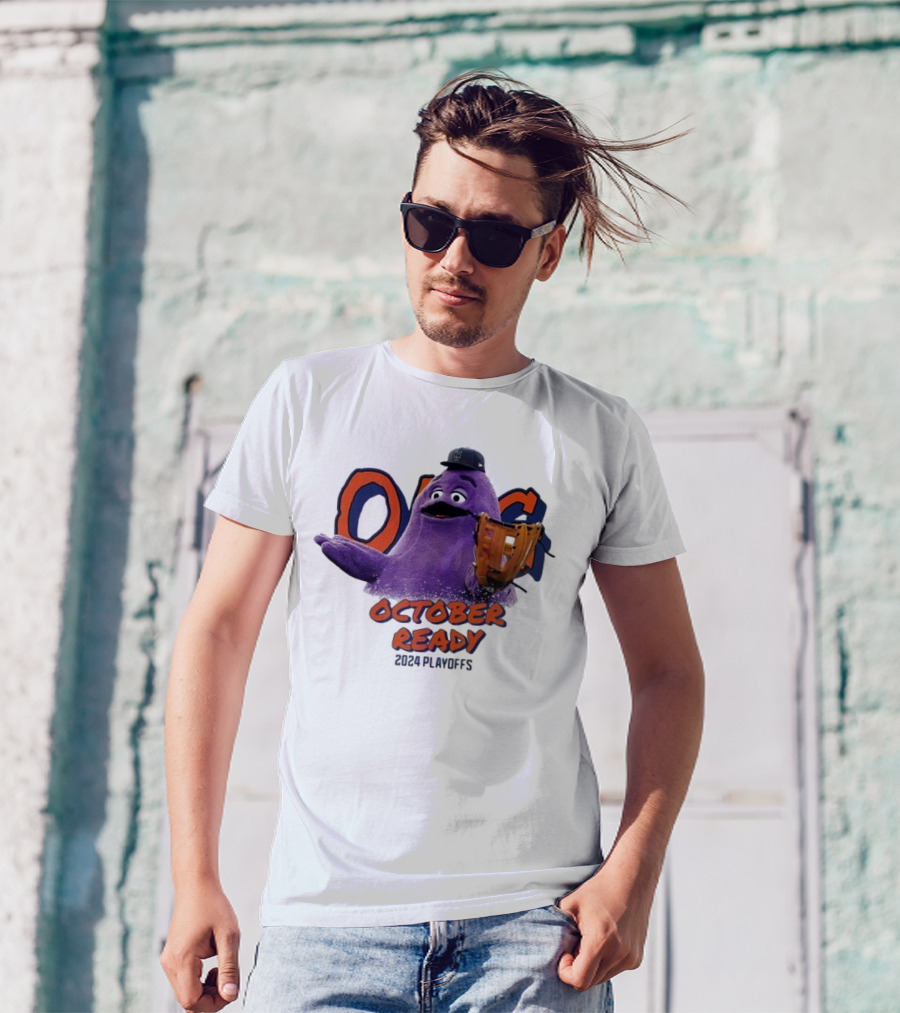 NY Mets Grimace October Ready 2024 Playoffs Baseball Character T-Shirt