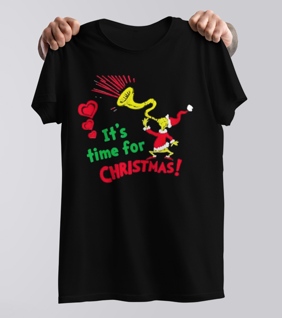 It's Time For Christmas Grinch Playing Trumpet T-Shirt