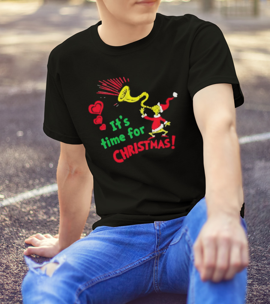 It's Time For Christmas Grinch Playing Trumpet T-Shirt