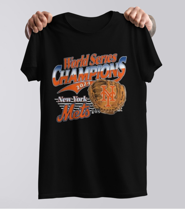 New York Mets World Series Champions 2024 Baseball Glove T-Shirt