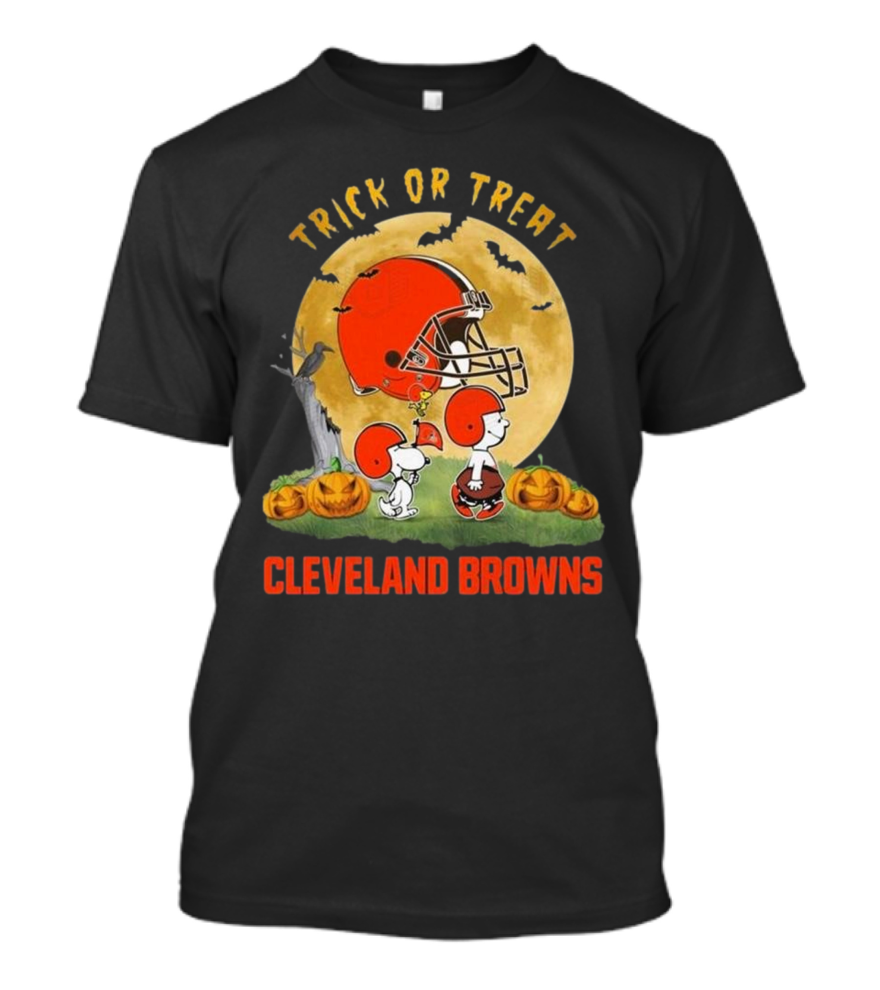 Trick Or Treat Cleveland Browns Halloween 2024 Peanuts Football Helmet Pumpkins T-Shirt