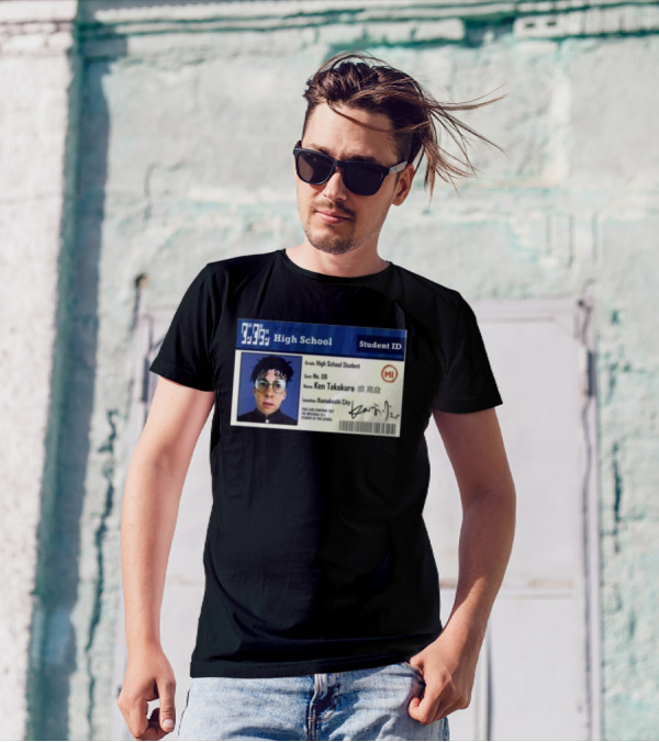 Ken Takakura High School Student ID Card Kamakashi City T-Shirt
