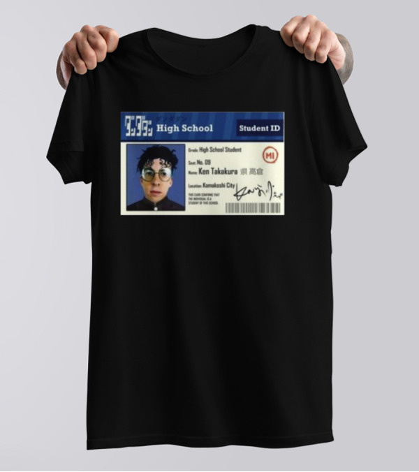 Ken Takakura High School Student ID Card Kamakashi City T-Shirt