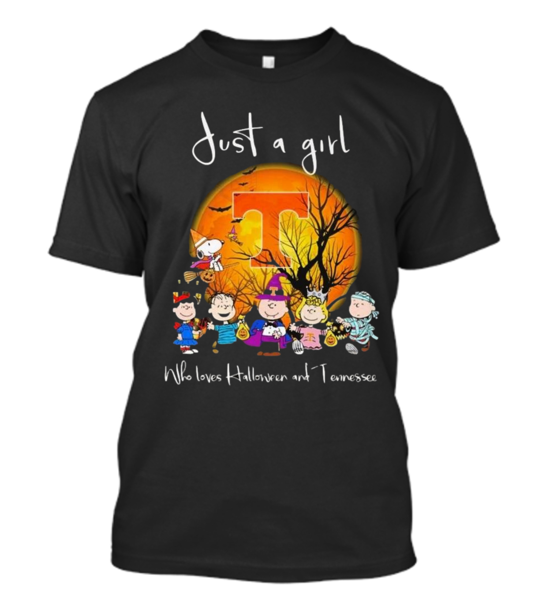Just A Girl Who Loves Halloween And Tennessee Volunteers Peanuts Movie T-Shirt