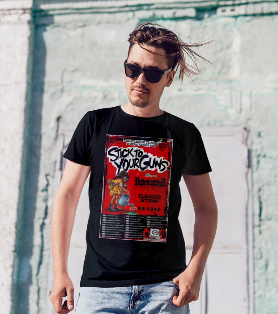 Stick To Your Guns EU Record Release Tour 2025 Featuring Keep Planting Flowers Elwood Stray Noche Pawnshop Roses T-Shirt