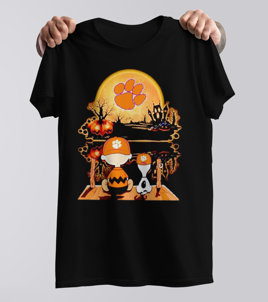 Clemson Tigers Halloween Night With Charlie Brown And Snoopy T-Shirt