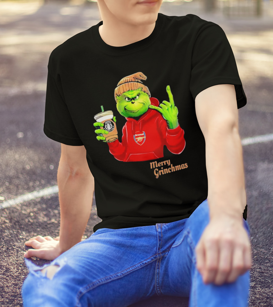 Grinch Arsenal FC Red Hoodie Merry Grinchmas Coffee Cup T-Shirt