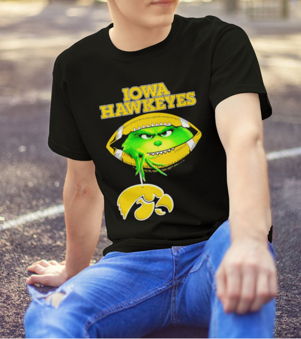 Iowa Hawkeyes Grinch Football Christmas T-Shirt