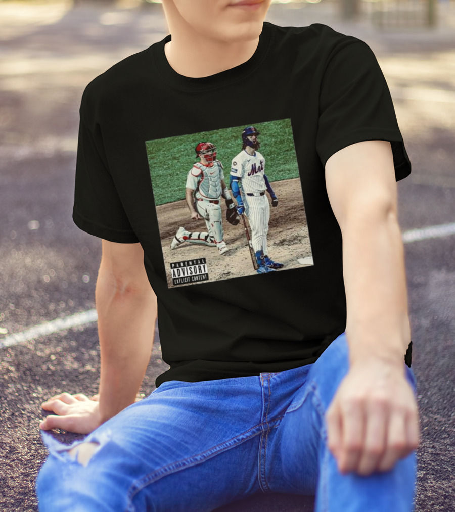 Mets Jesse Winker Parental Advisory Explicit Content Baseball Image T-Shirt