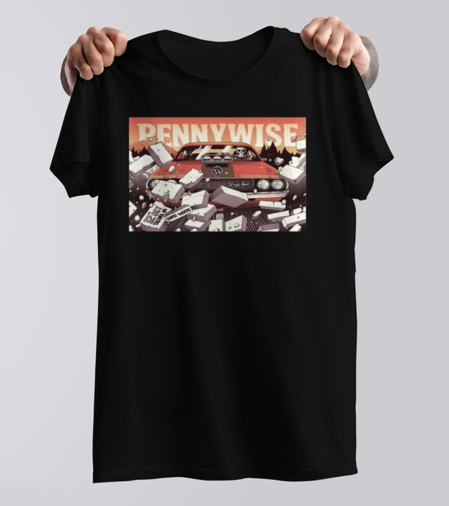 Pennywise Temple Theatre Tacoma WA Oct 12 2024 Tour Vintage Car Skull T-Shirt