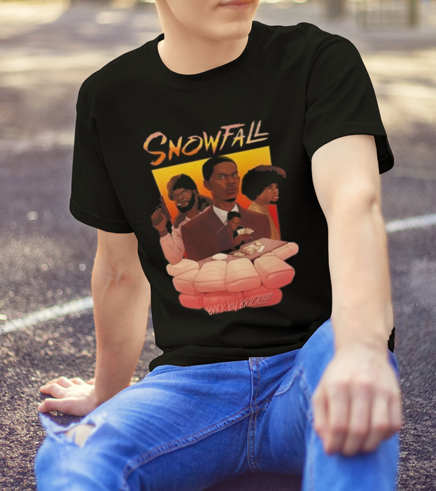 Snowfall Brick By Brick Retro Art Character Collage T-Shirt