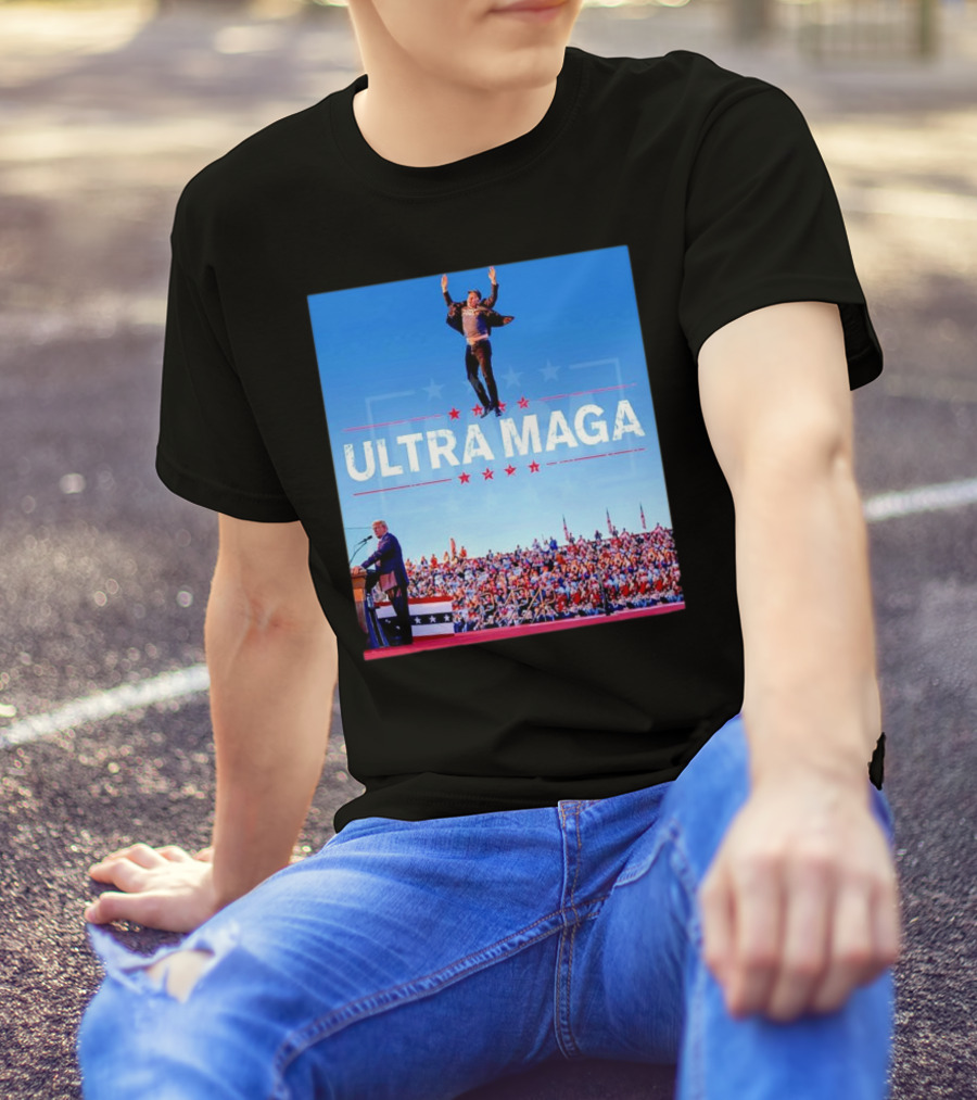 Ultra MAGA Trump Rally Elon Musk Jumping Crowd T-Shirt