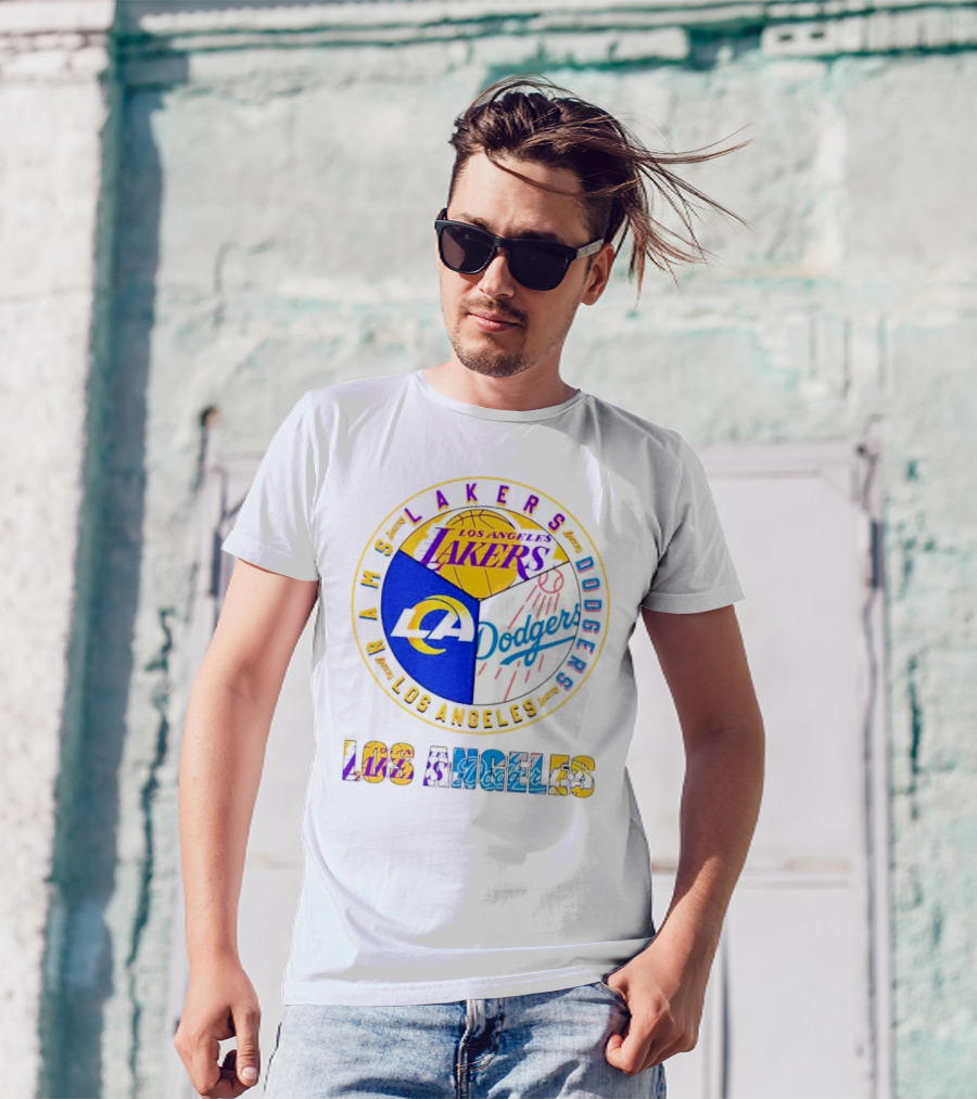 Los Angeles Rams Lakers Dodgers Circle Mashup T-Shirt