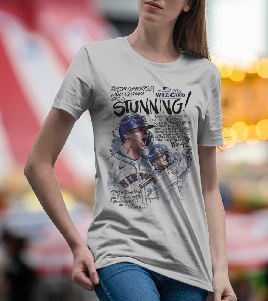 Pete Alonso New York Mets Game 3 Wild Card Series Stunning Win 4-2 T-Shirt