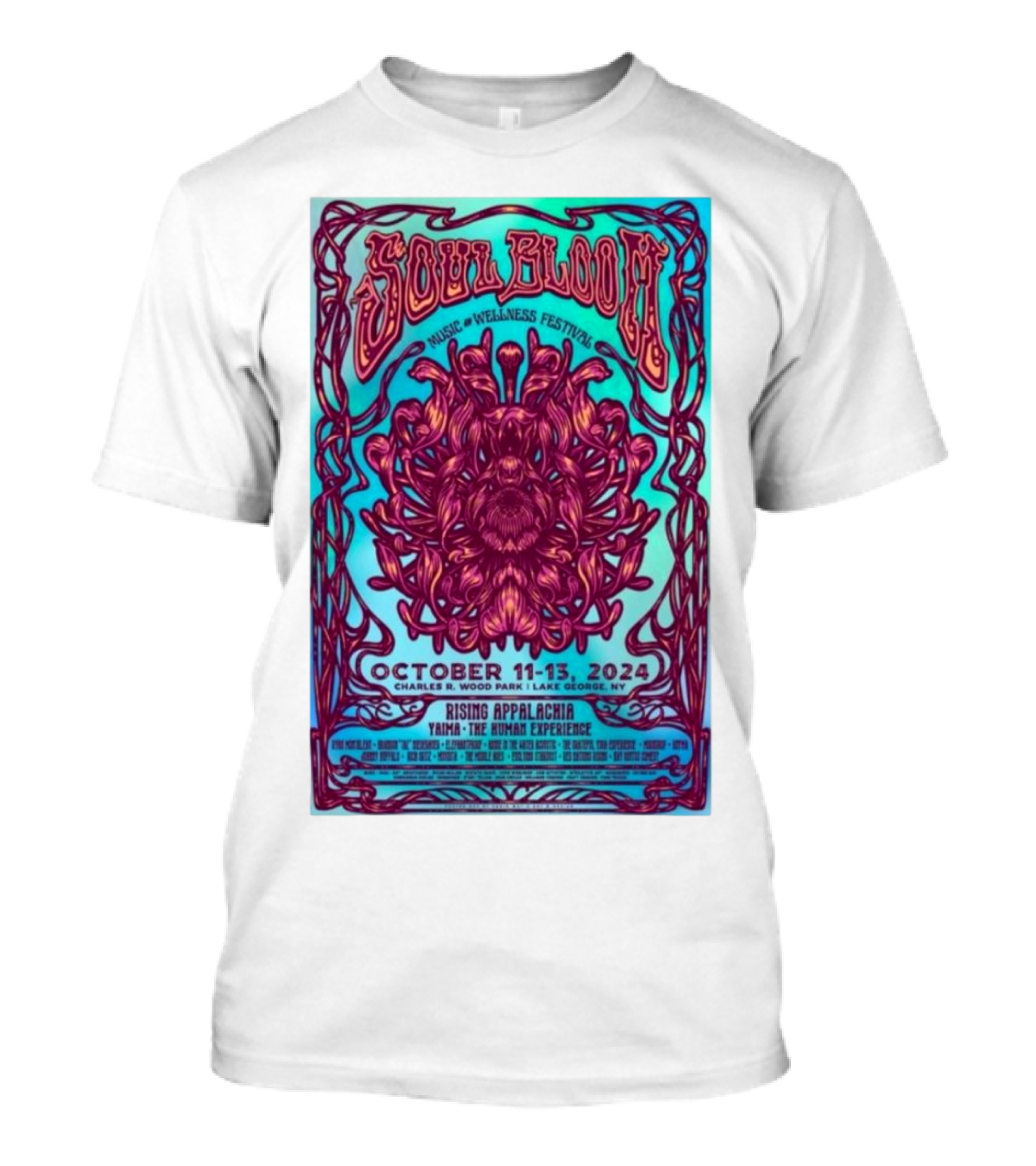 Soul Bloom Music And Wellness Festival At Charles R. Wood Park Lake George NY October 11-13 2024 Featuring Rising Appalachia And Yaima T-Shirt