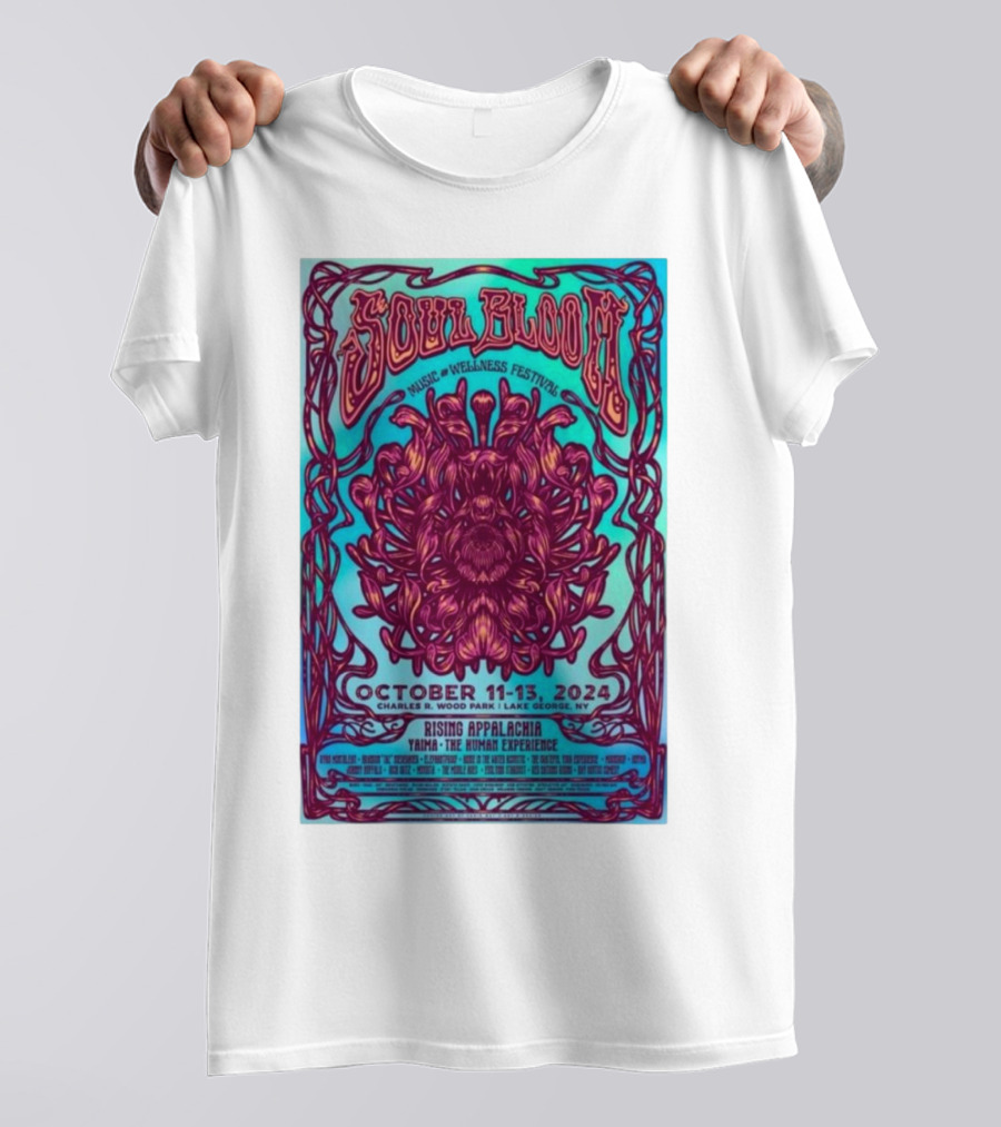 Soul Bloom Music And Wellness Festival At Charles R. Wood Park Lake George NY October 11-13 2024 Featuring Rising Appalachia And Yaima T-Shirt