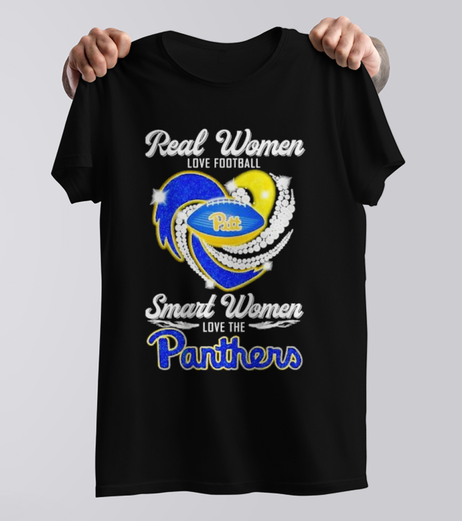 Real Women Love Football Smart Women Love Pitt Panthers T-Shirt